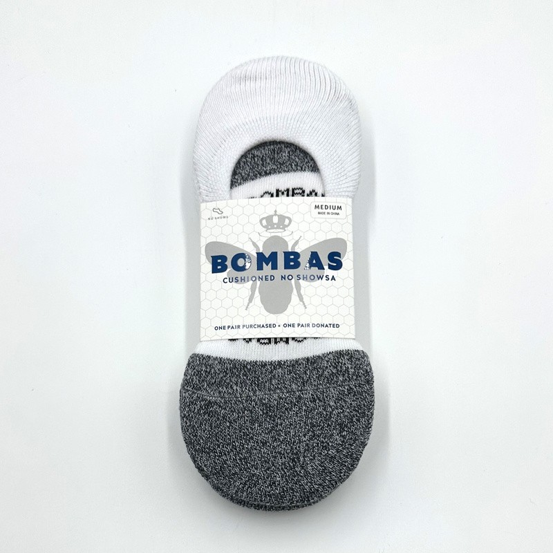 BOMBAS Women’s Cushioned No Show Socks Size Everyday Med 8-10.5 White 3 Pairs