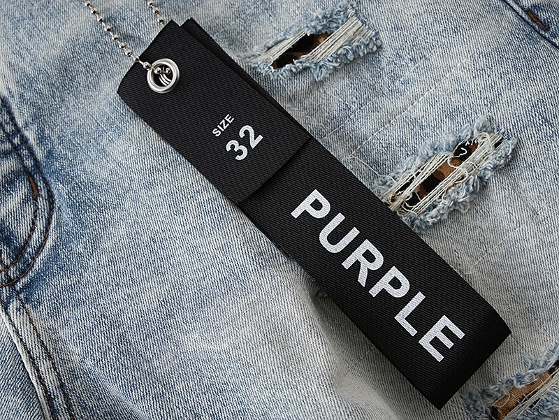 purple Brand Light Wash Faded Blue Camo Distressed Jorts Men’s