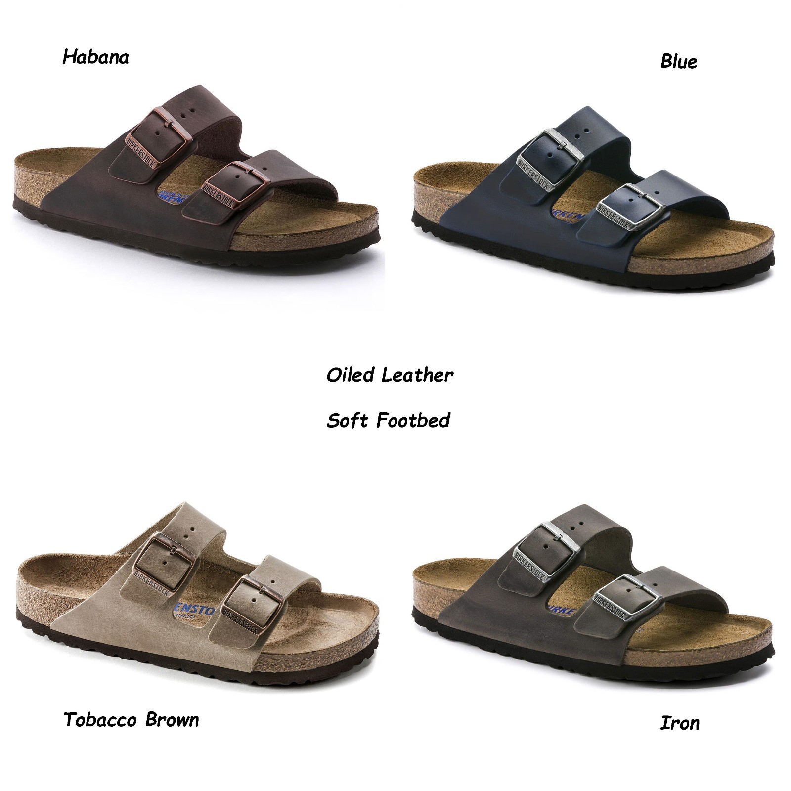 Birkenstock Arizona Soft Footbed Oiled Leather Unisex Sandals Sizes 6-12