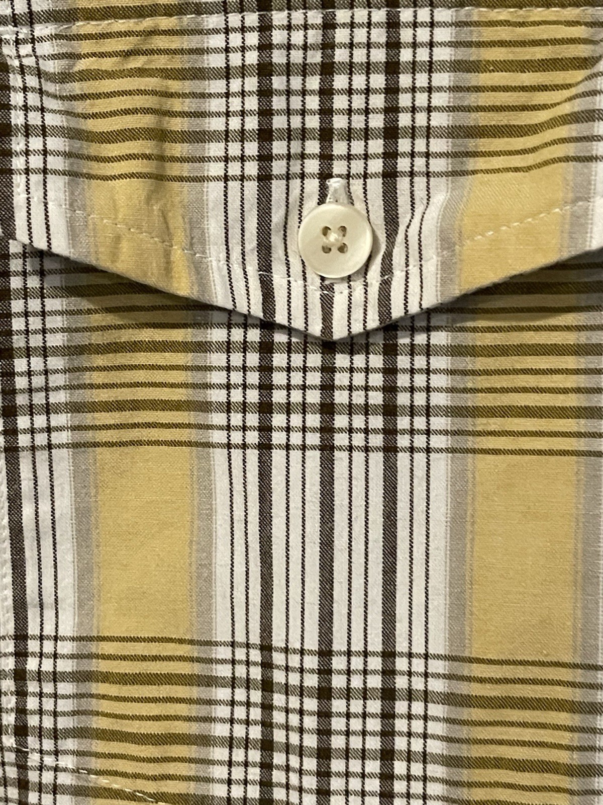 Timberland Utility Camp Plaid Short Sleeve Button-Up Cotton Pockets XL Beige