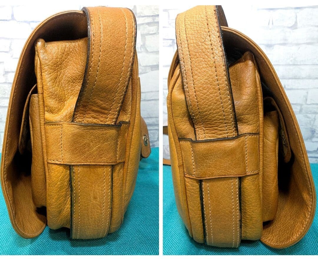 CELINE Shoulder Bag Embossed Leather Horse carriage logo Vintage Auth From Japan