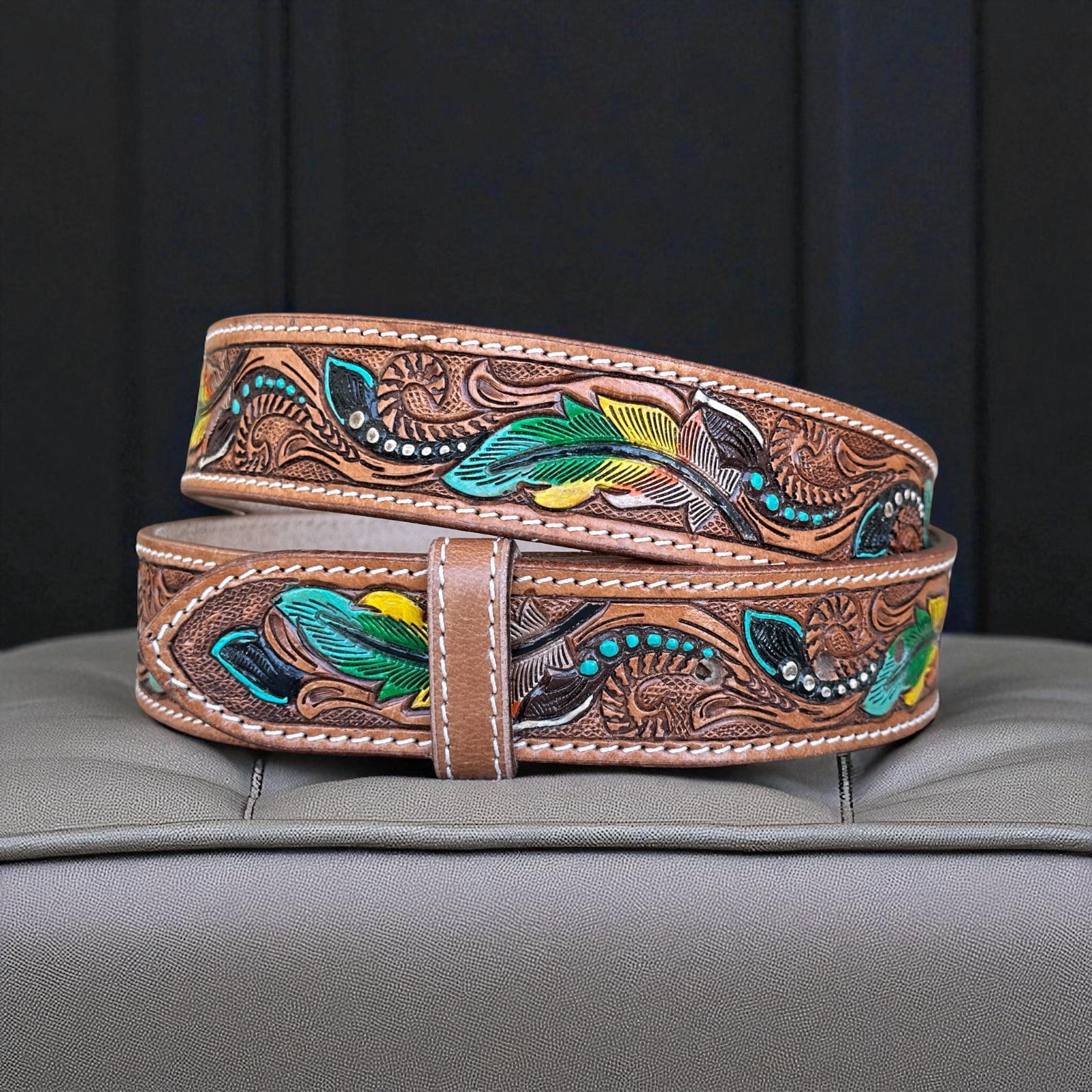Full Grain Leather Men’s Western Belt Cowboy Rodeo Heavy Duty Without Buckle