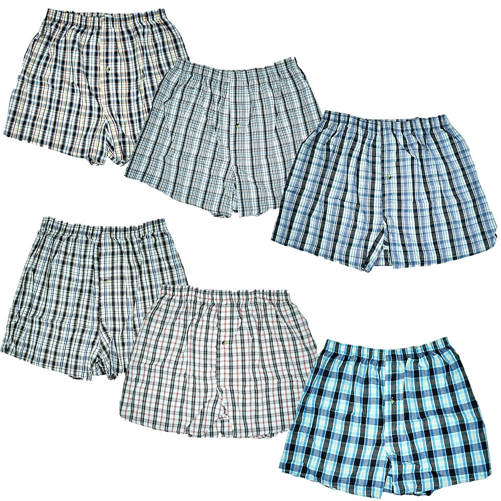 3 Pack Mens Boxer Briefs Trunk Shorts Cotton Check Plaid Underwear Size M-2XL