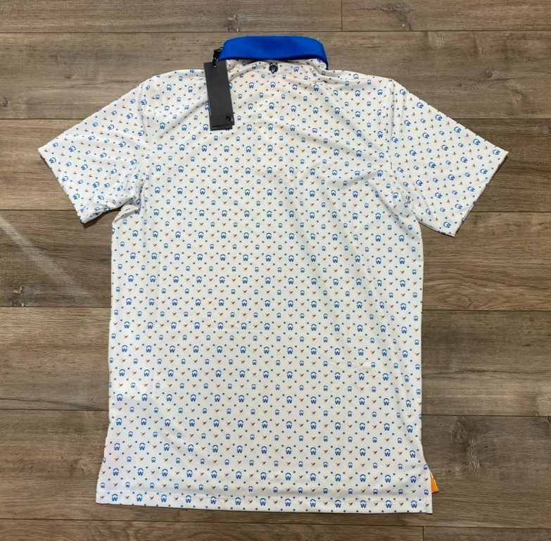 Greyson Golf AOP Workday Mens M All Over Print White Polo Stretch Performance
