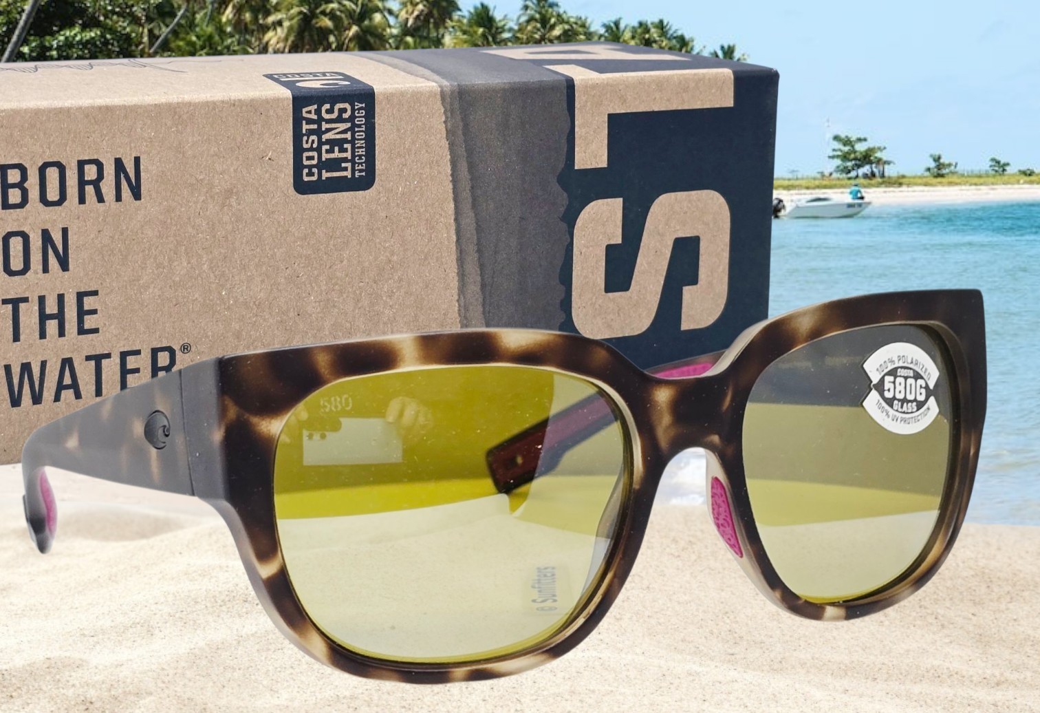 COSTA DEL MAR tortoise/sunrise silver WATERWOMAN polarized 580G sunglasses NEW