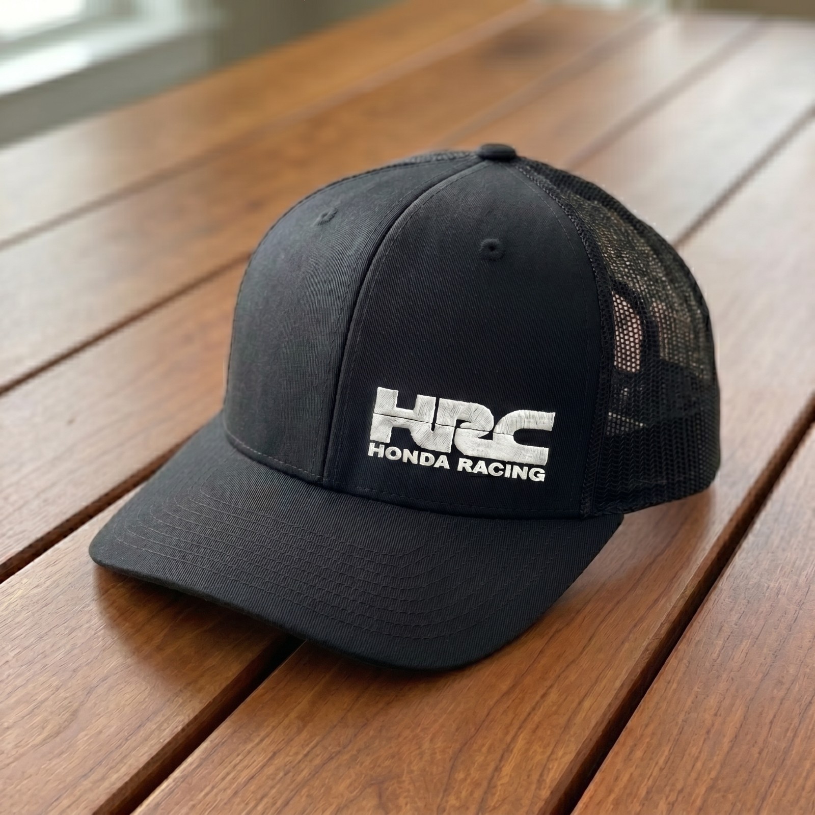HRC Honda Racing Embroidered Trucker Hat Black Mesh Baseball Cap