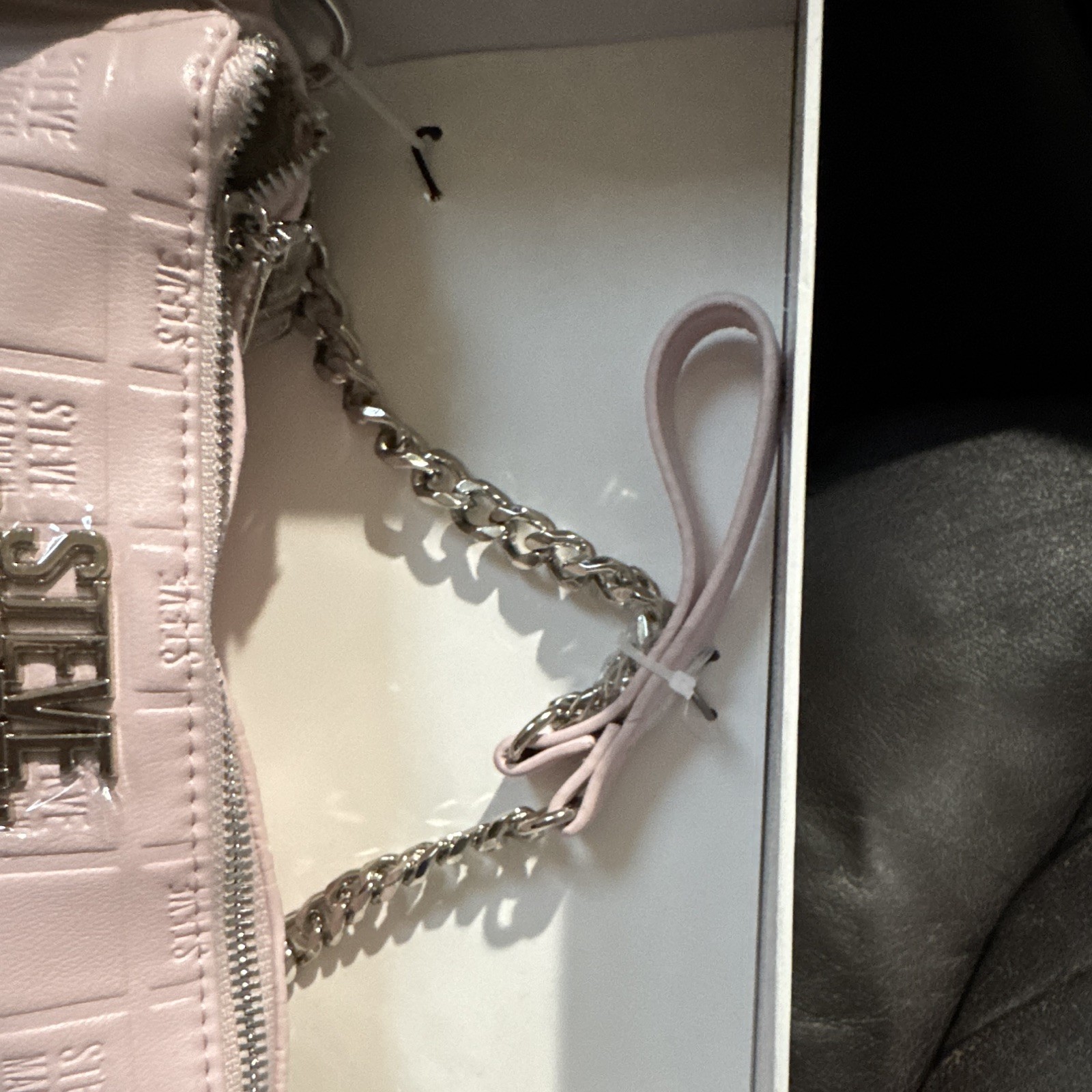 Steve Madden Pink Embossed Logo Crossbody Bag Zip, Adj/Det Strap, Pockets