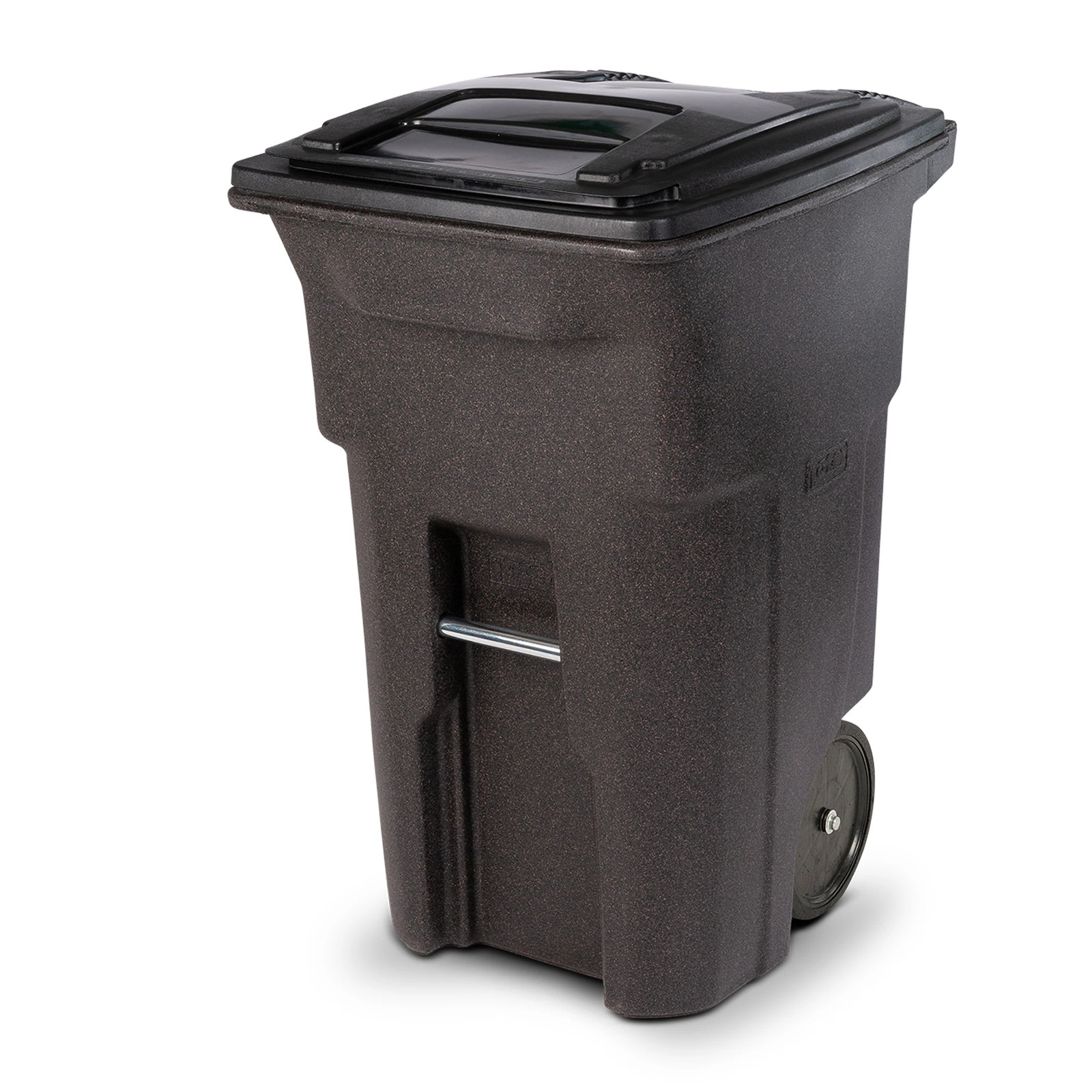 Toter 64 Gallon Brownstone Plastic Wheeled Hinged Lid Trash Can|12336