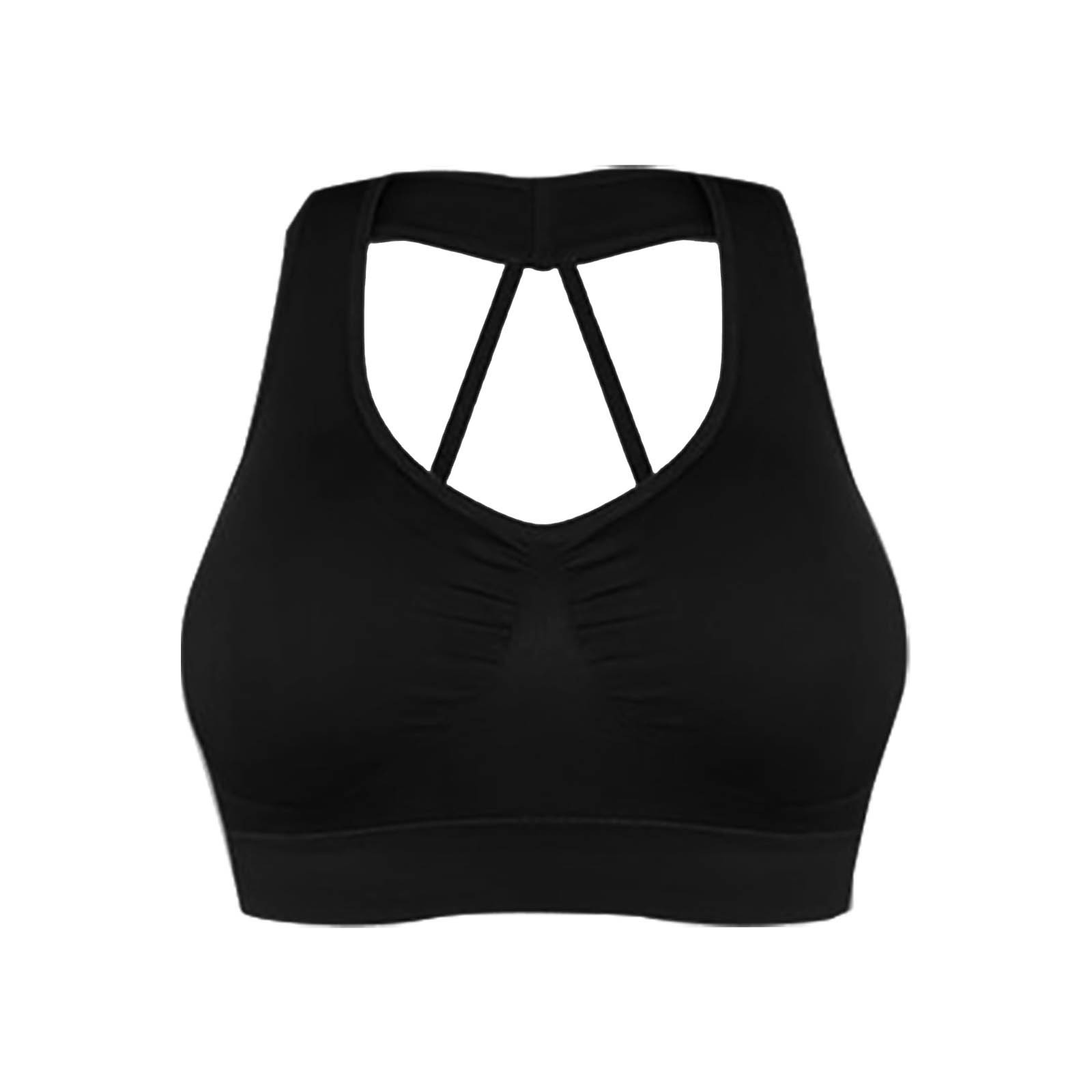 Women Seamless Racerback Sports Bra With Removable Cups High Support Workout Top