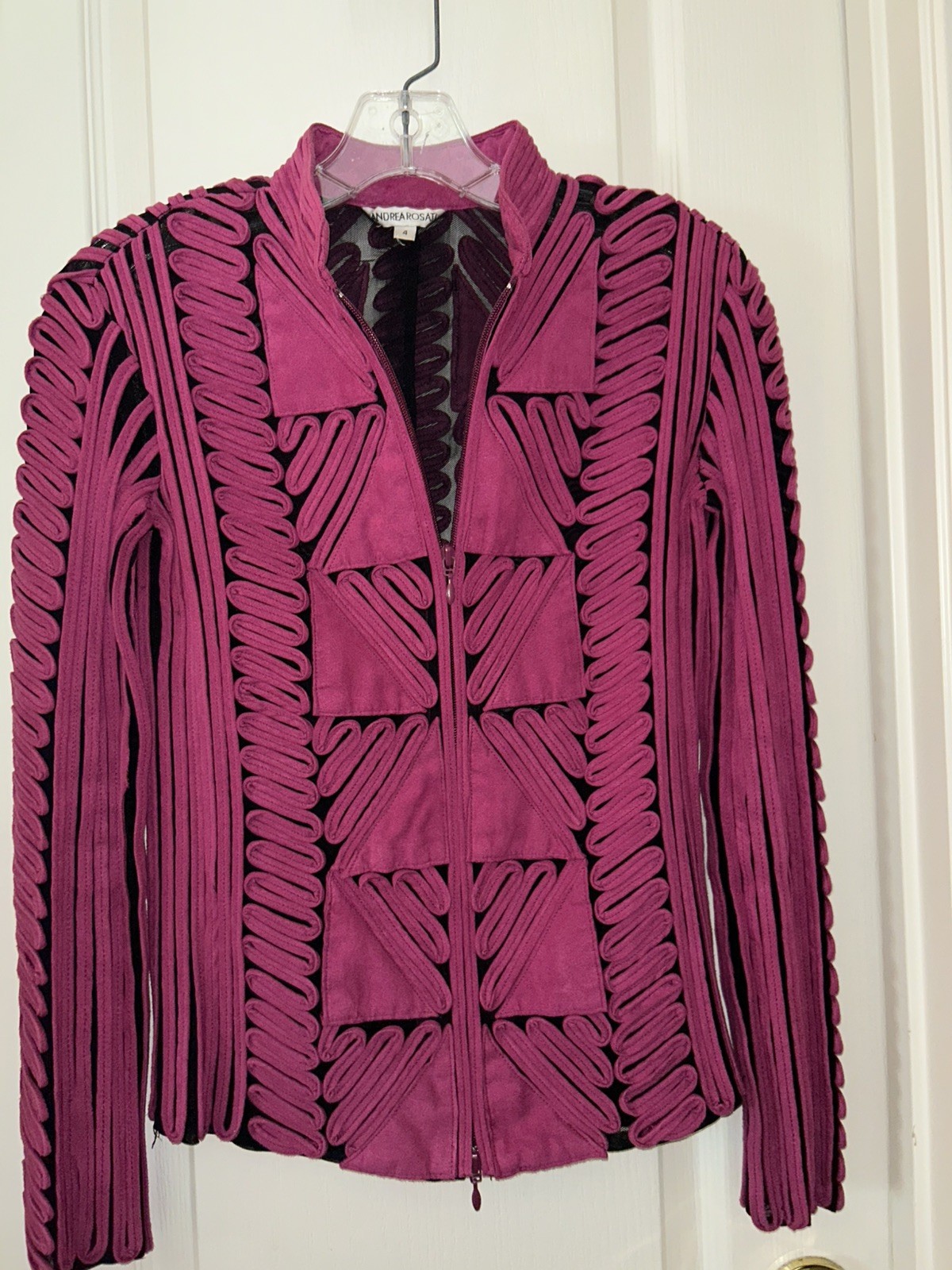Andrea Rosati Vintage Womens 12 Magenta Pink Jacket with Black Sheer Lining