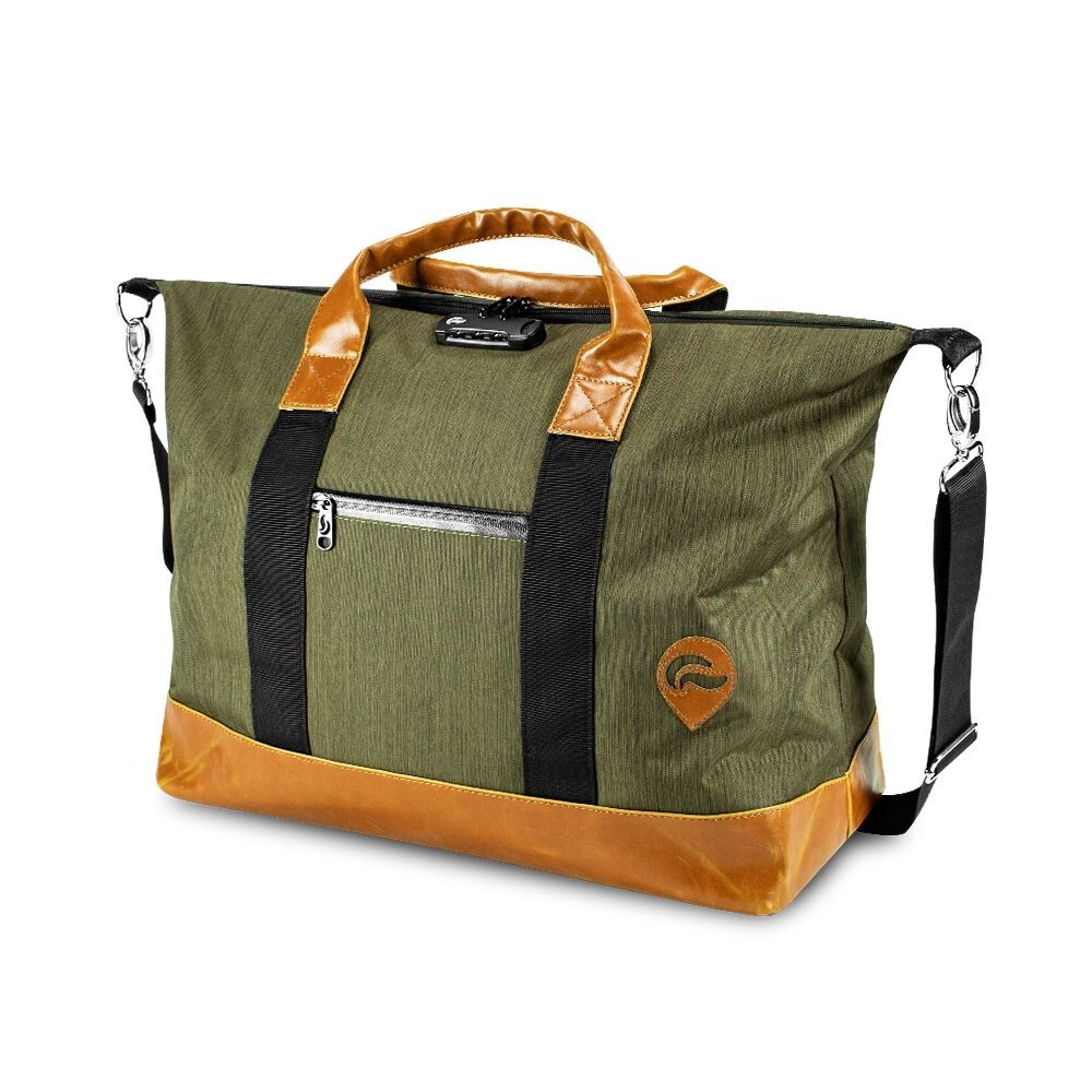 Skunk Weekender Tote Bag Smell Proof Carry Bag Stash Duffel GREEN Leather