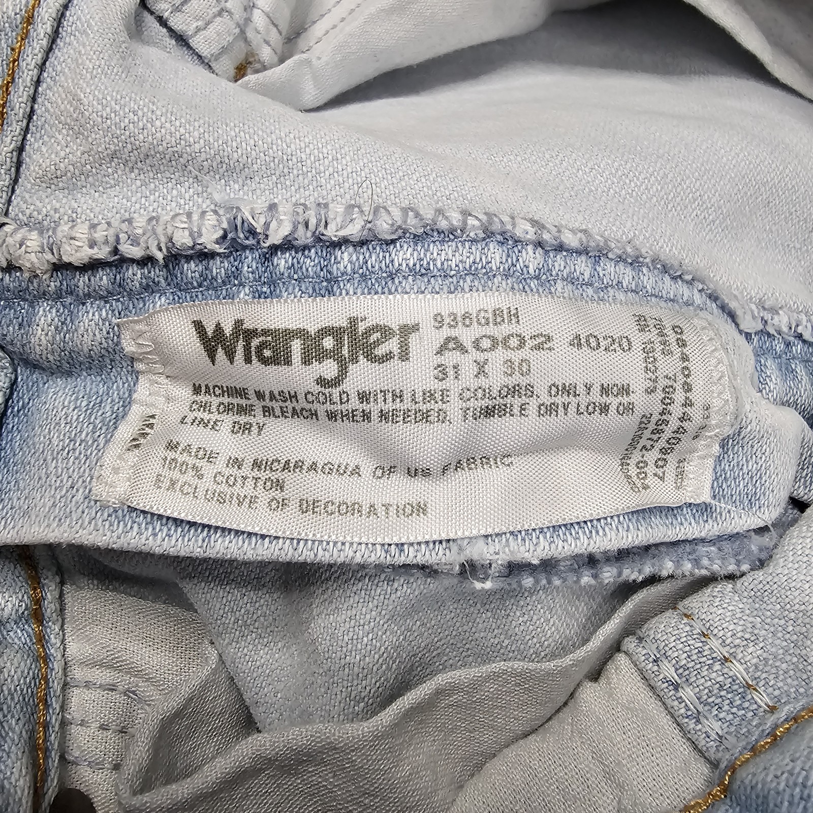 Wrangler 936GBH Jeans 31×30 Grunge Light Wash Western Cowboy Rodeo Bootcut