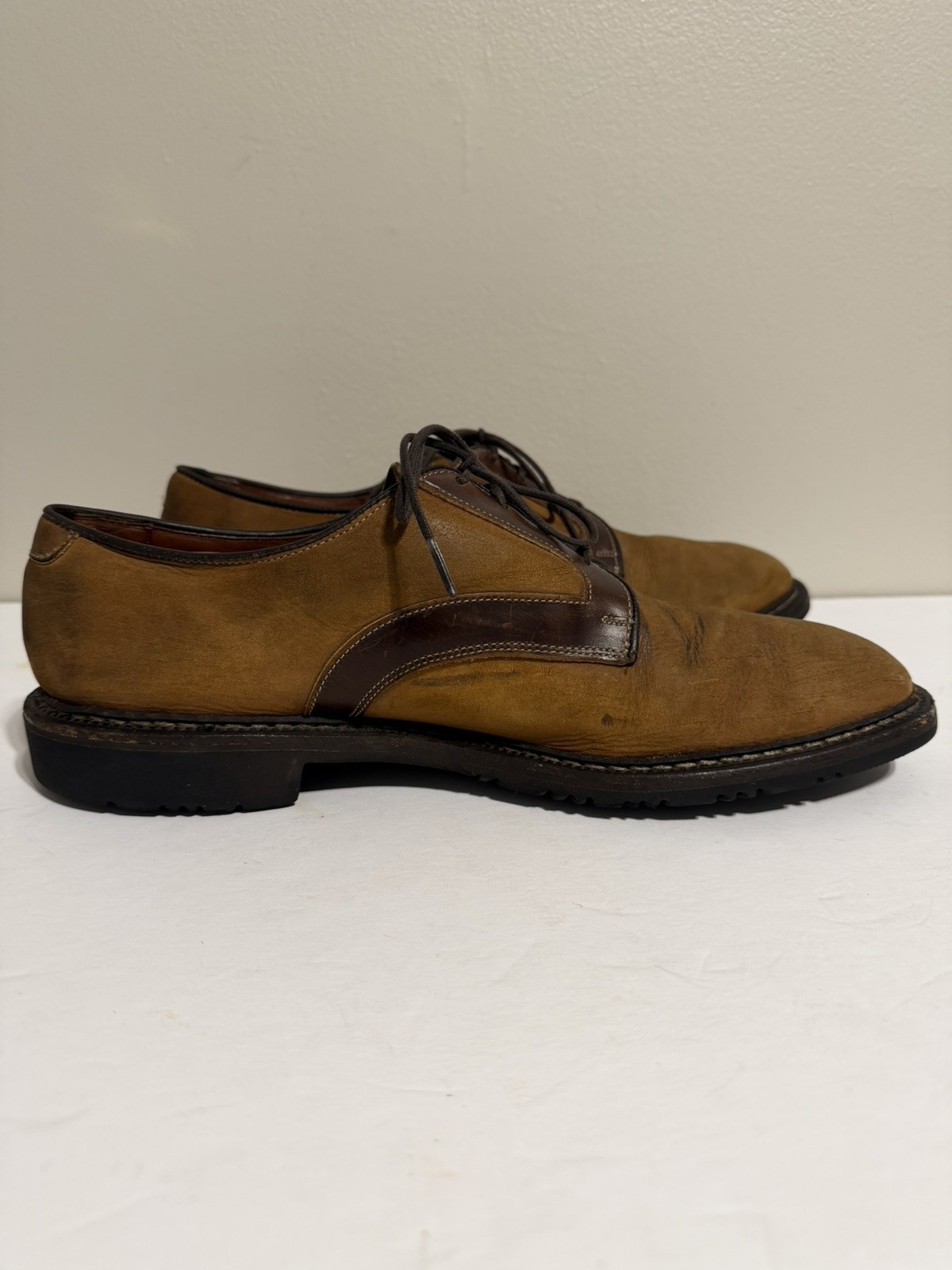 Allen Edmonds Berkshire Men’s Tan Suede Brown Leather Saddle Oxford Size 12 D