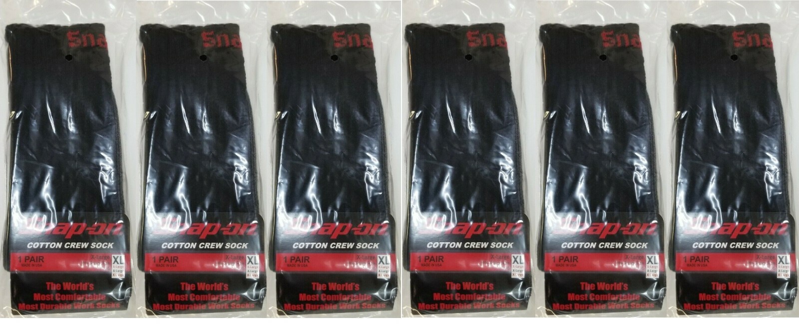 12 PAIRS Men’s BLACK Snap-On Crew Socks X-LARGE *FREE SHIPPING* MADE IN USA *NEW