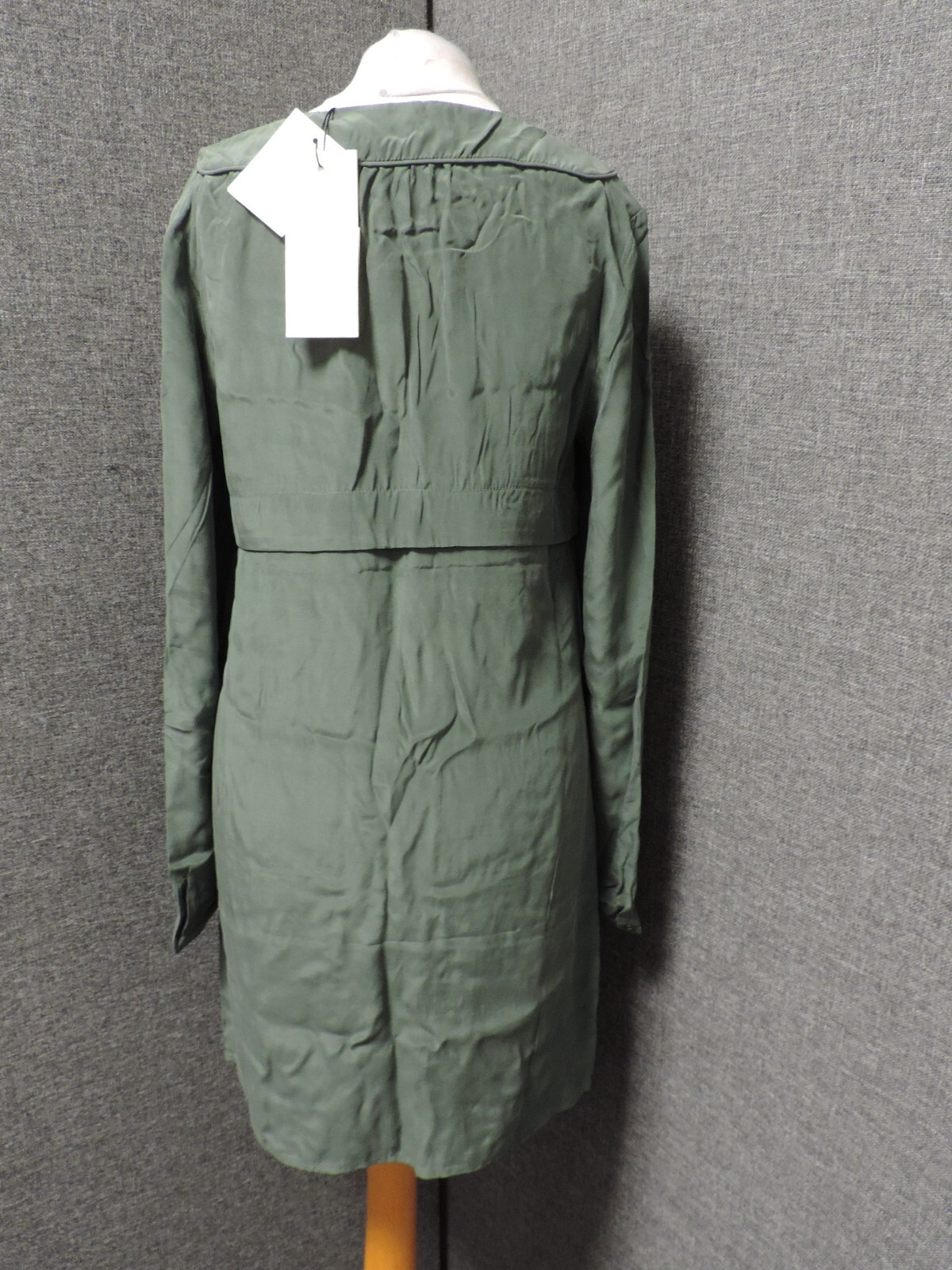 See U Soon Silk Shirt Dress Khaki UK S/M Size 1 LN121 MM 08