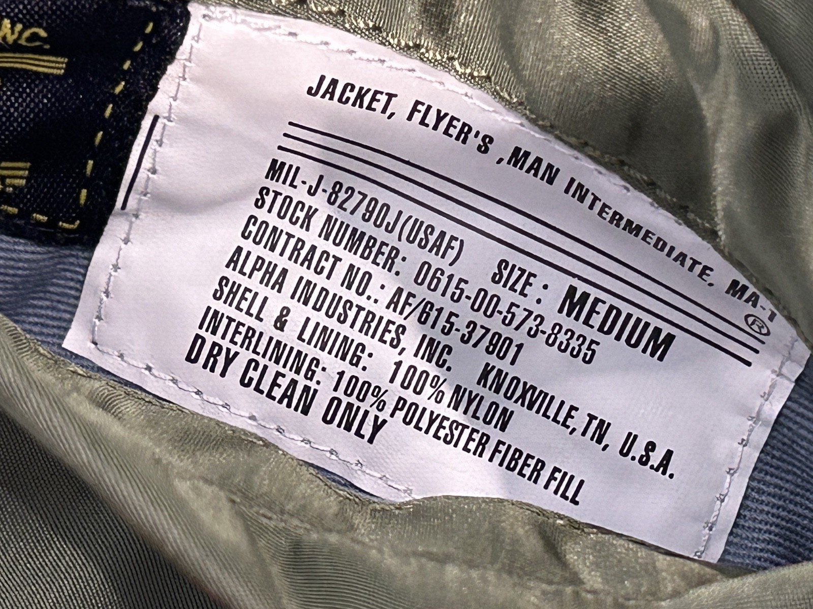 Alpha Industries USAF MA-1 Flight Bomber Jacket Sage Green Slim Fit Medium NEW