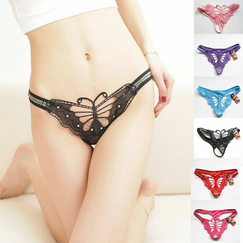 ☆USA☆ Sexy Womens Lace V-string Panties Thongs G-string Lingerie Butterfly hot 2