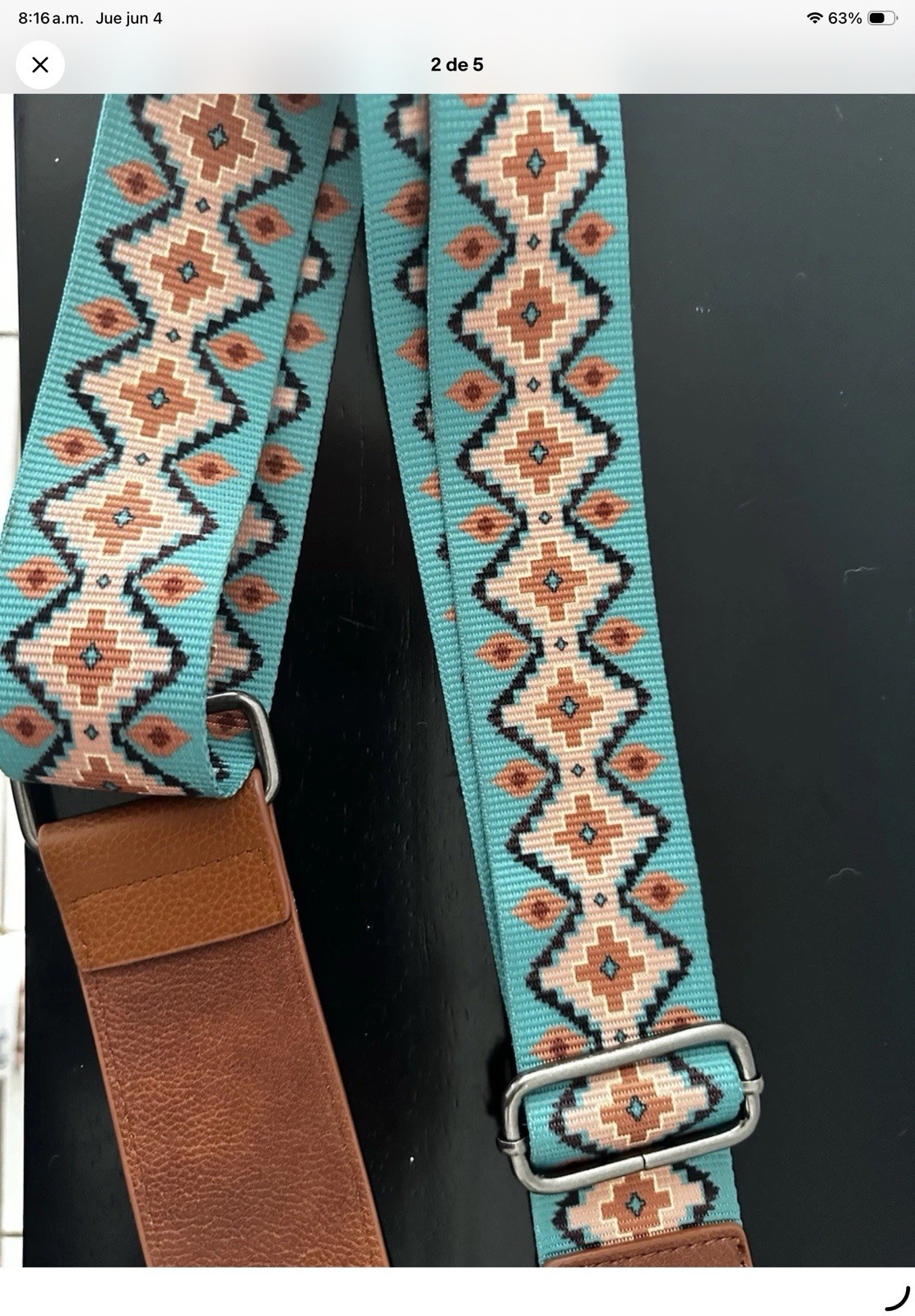 Wrangler Adjustable Handbag Strap Aztec Geometric Turquoise Brown