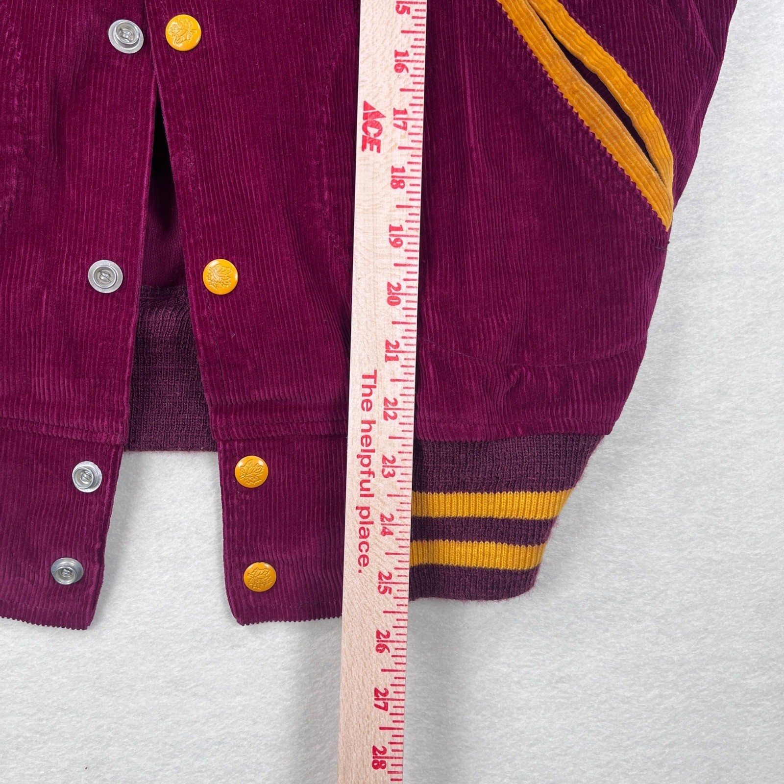 Vintage 50s 60s Maple Athletic Sportswear Corduroy Chain Stitch Jacket Burgundy