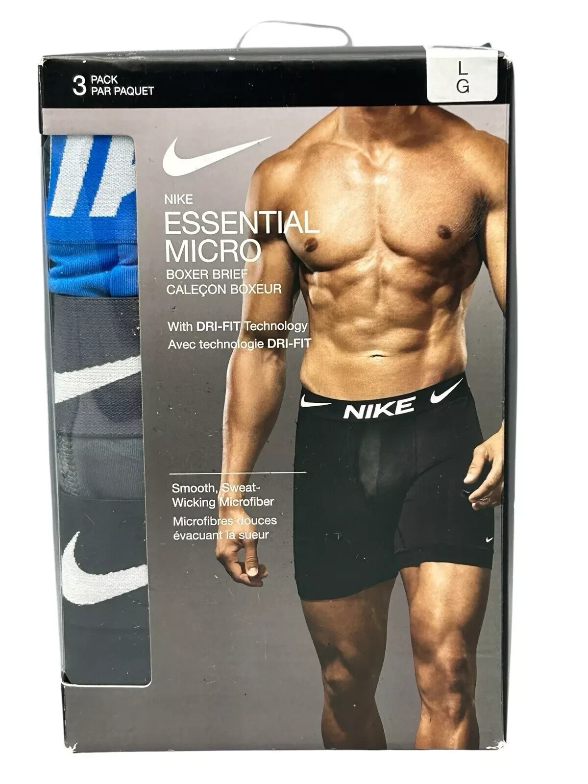 3 NIKE Dri-Fit Essential Micro 3 Pack Boxer Brief Black Men’s , NEW IN BOX