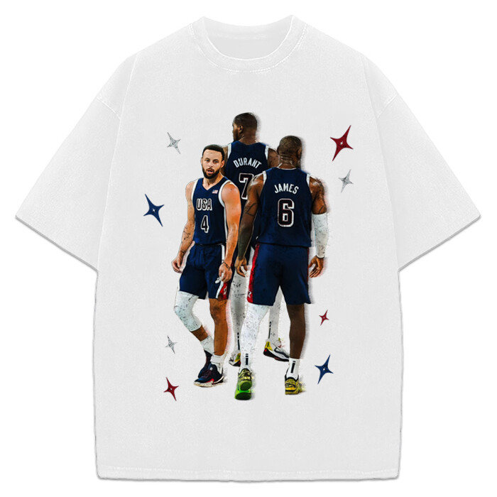 Stephen Curry Lebron James Kevin Durant BIG 3 USA World Champ Custom Graphic Tee