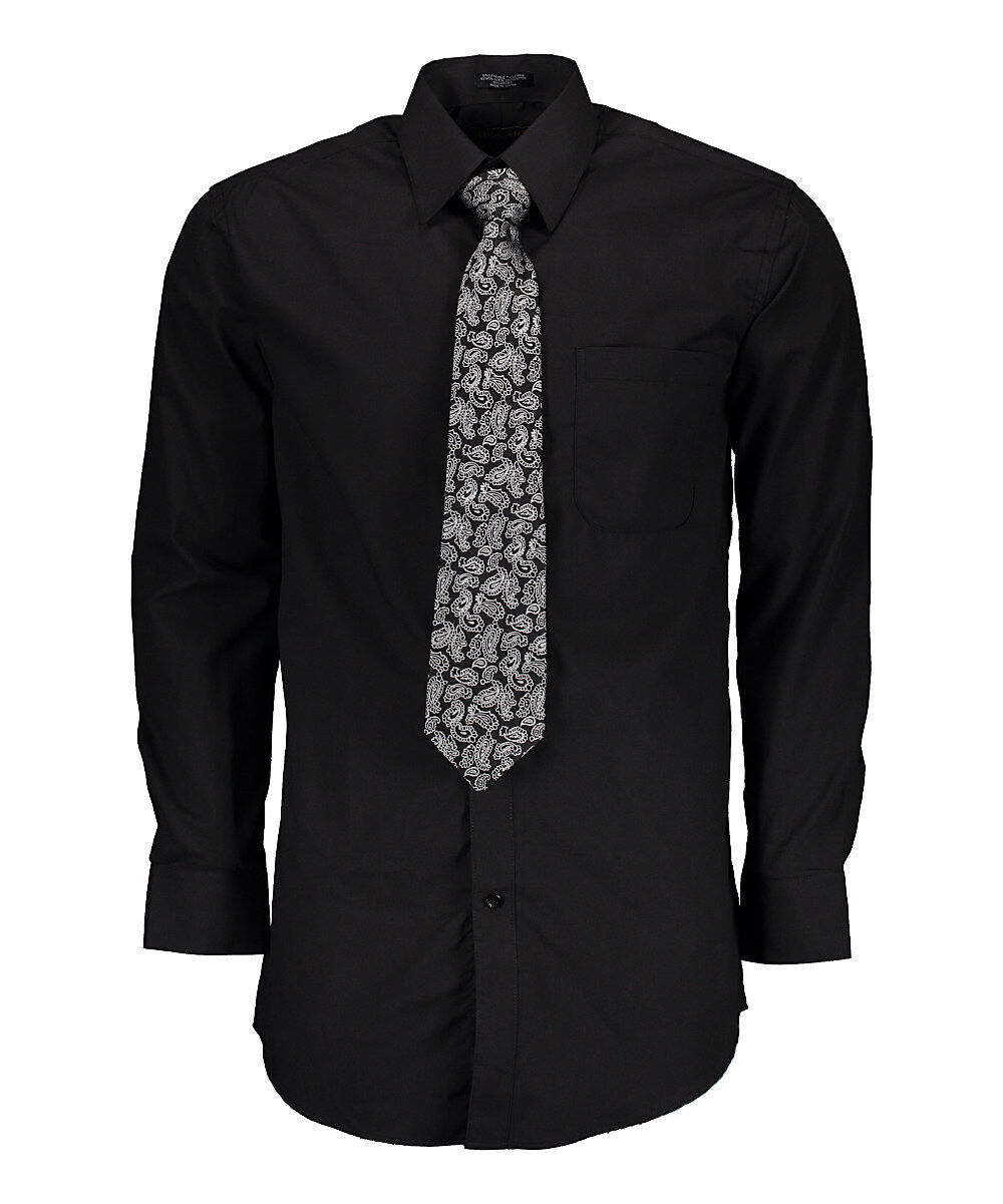 Men’s Dress Shirts With Matching (Random design) Tie Set Cotton-Blend Shirt Set