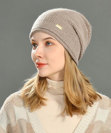jaxmonoy Slouchy Beanies for Women Winter Soft Warm Cashmere Medium, White