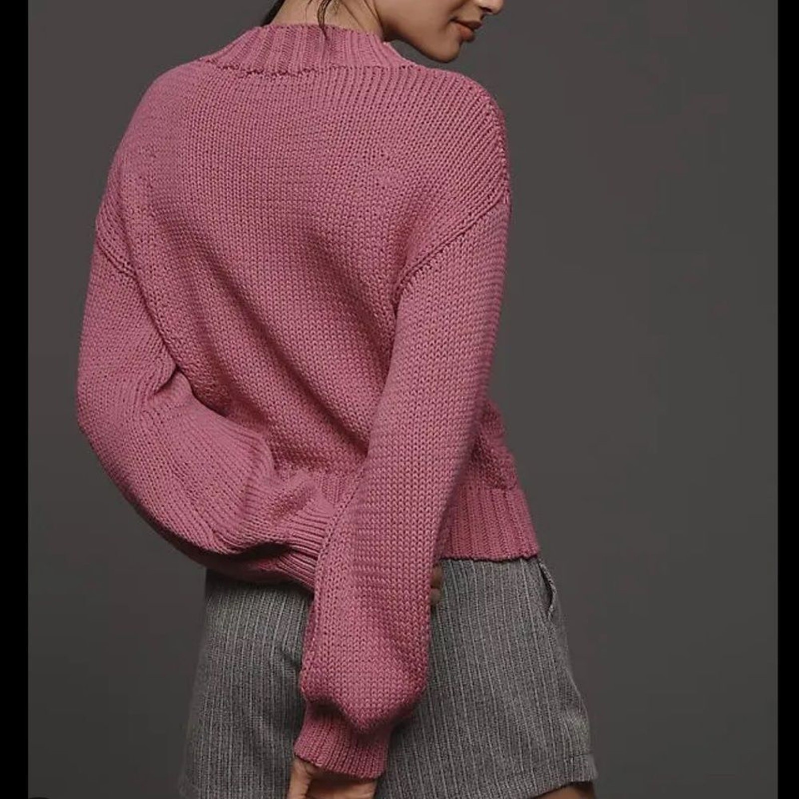 NWOT Anthropologie Maeve The Pippa Mock Neck Sweater Pink Size XS & Small