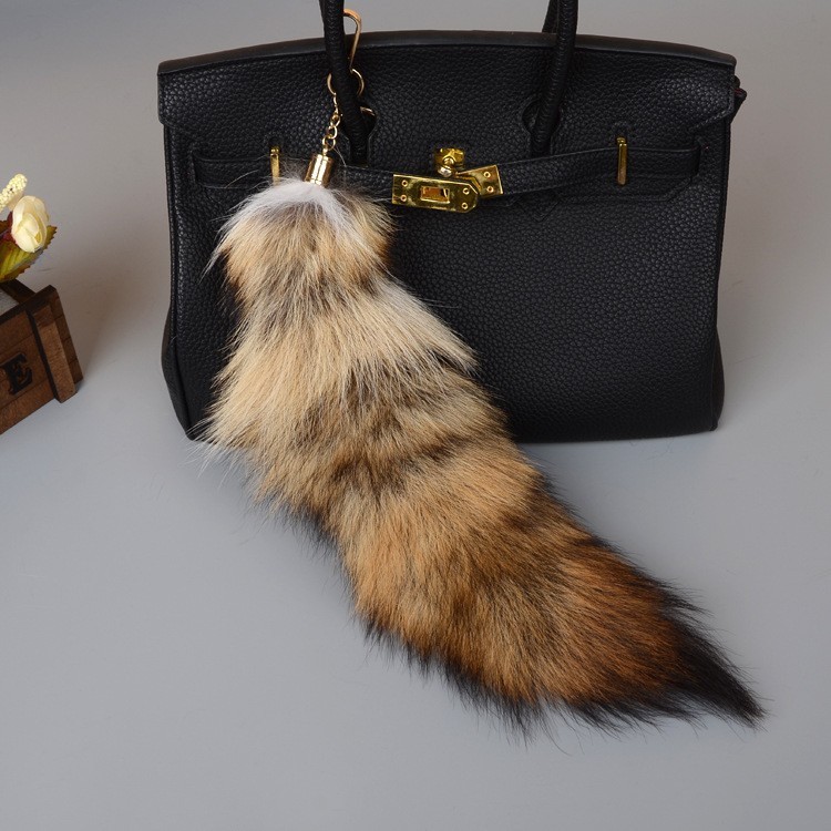 Wholesale 2/5/10pcs-16″-18″ Real Fox Fur Tail Bag Charm Pendant Cosplay Toys