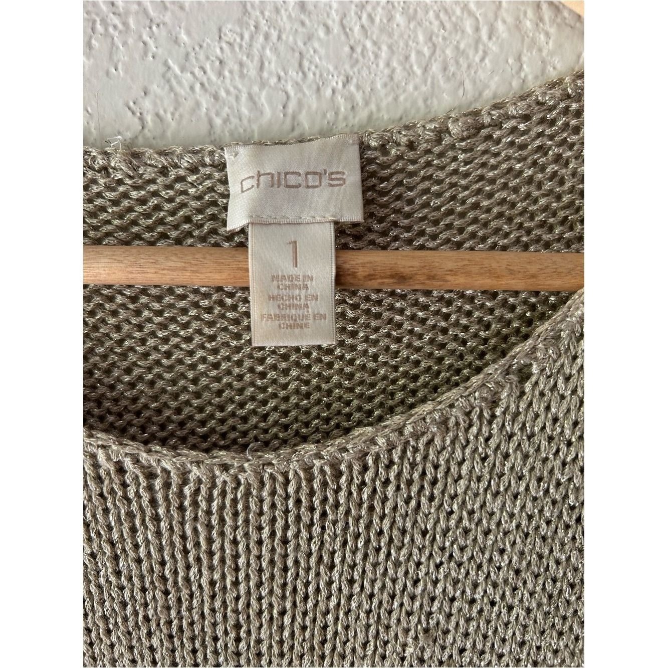 Golden Hour Harbor | Chico’s Metallic Knit Sweater | Coastal Quiet Luxury