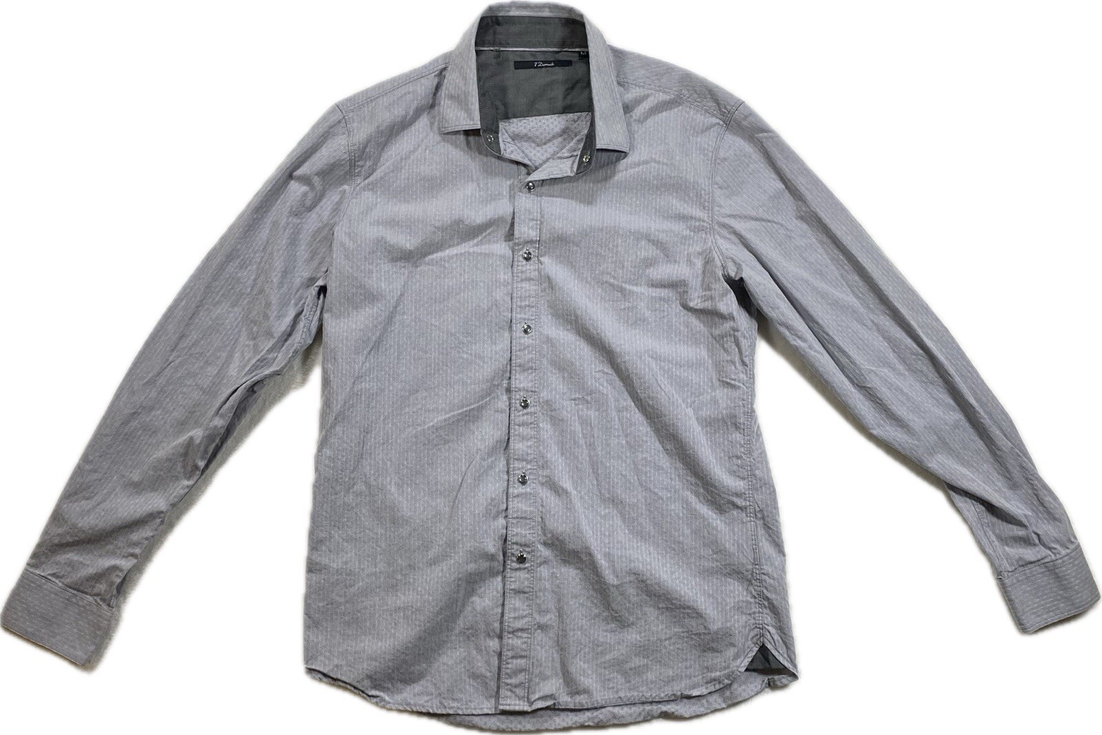 7D 7Diamonds Pearl Snap Western Shirt Sz M Gray Elbow Pads Geo Abstract Stitch