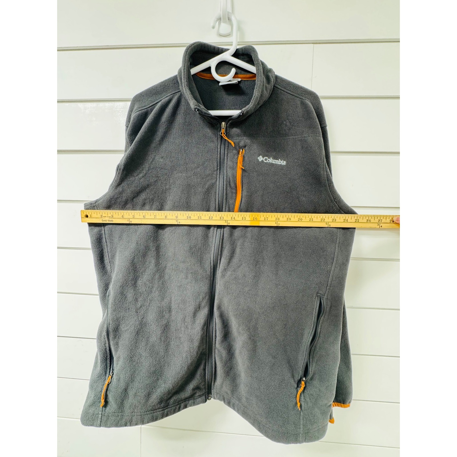 Columbia Mens XXL Fleece Jacket Charcoal Grey Orange Full Zip Fast Trek II