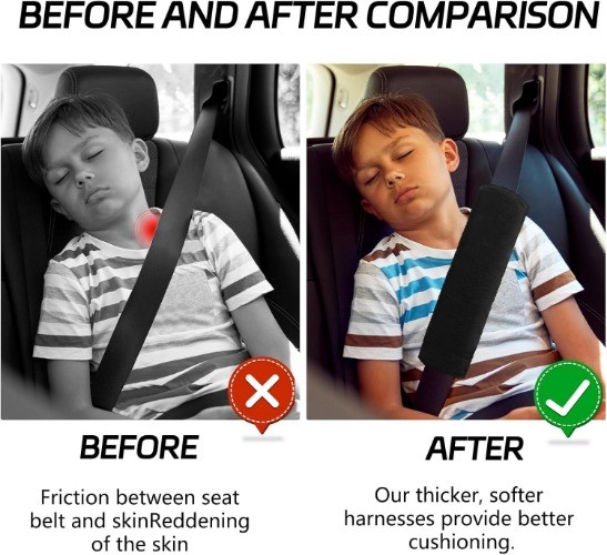 2PCS Soft Plush Car Seat Belt Shoulder Pads for Neck and Shoulder Color: Black