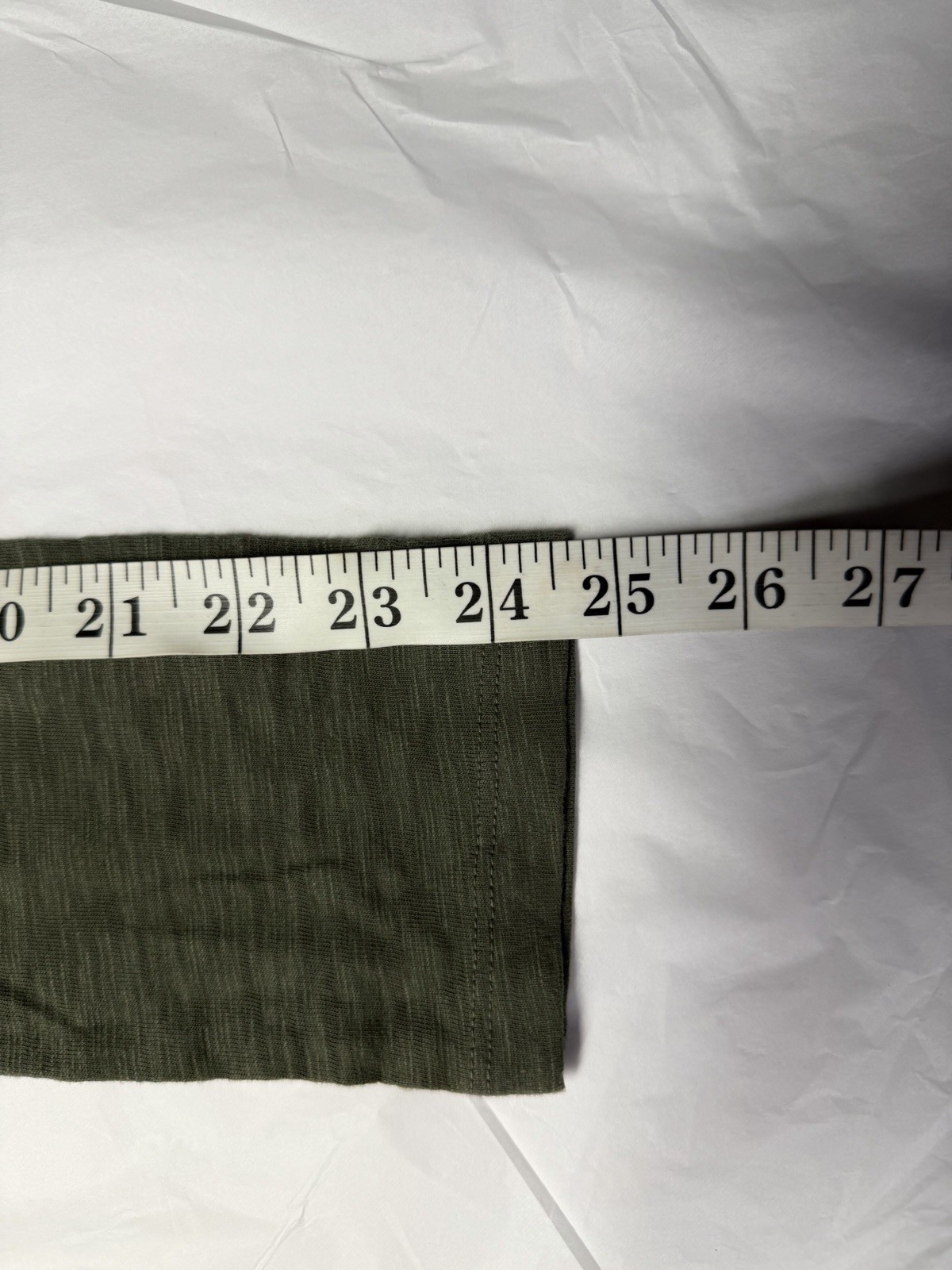Dylan Olive Green V-Neck Long Sleeve Top Cotton Slub Basic Tee Size S