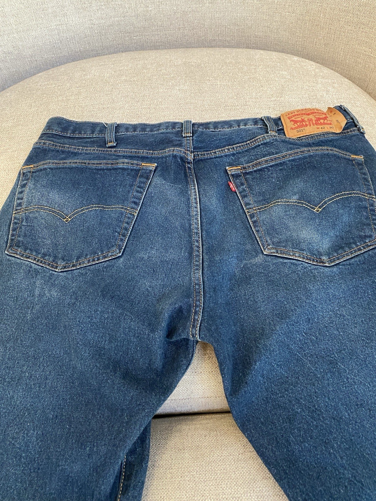 501 Levi’s 42×30 Men’s Blue Denim Straight Jeans Regular Fit Button Fly