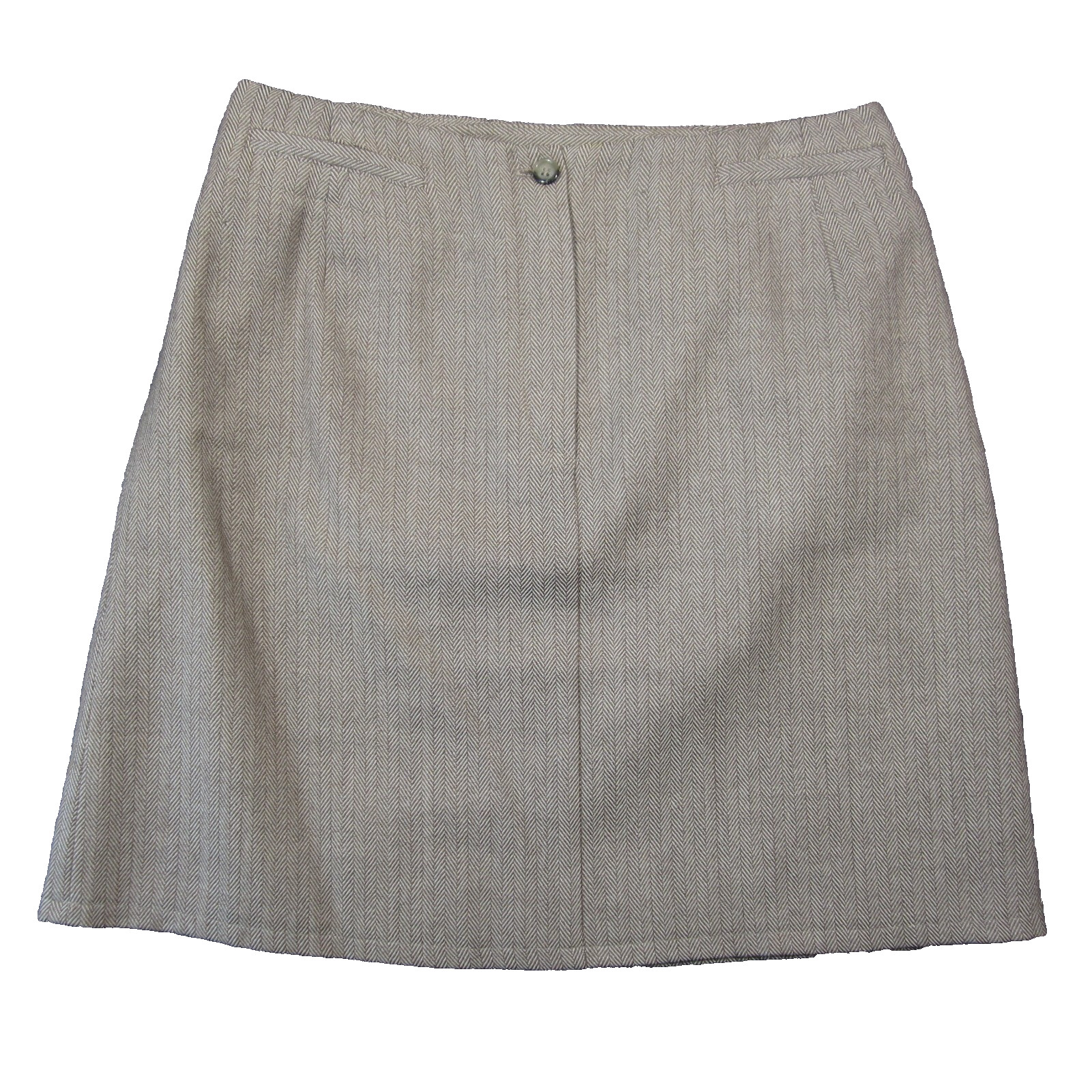 Harve Benard Wool Herringbone Skirt 10P Tan Back Vent Lined Old Money Academia