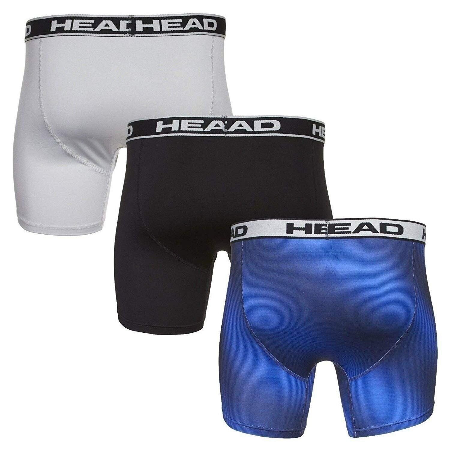 HEAD Mens Performance Underwear 3-PACK Boxer Briefs S-5XL Polyester/Spandex