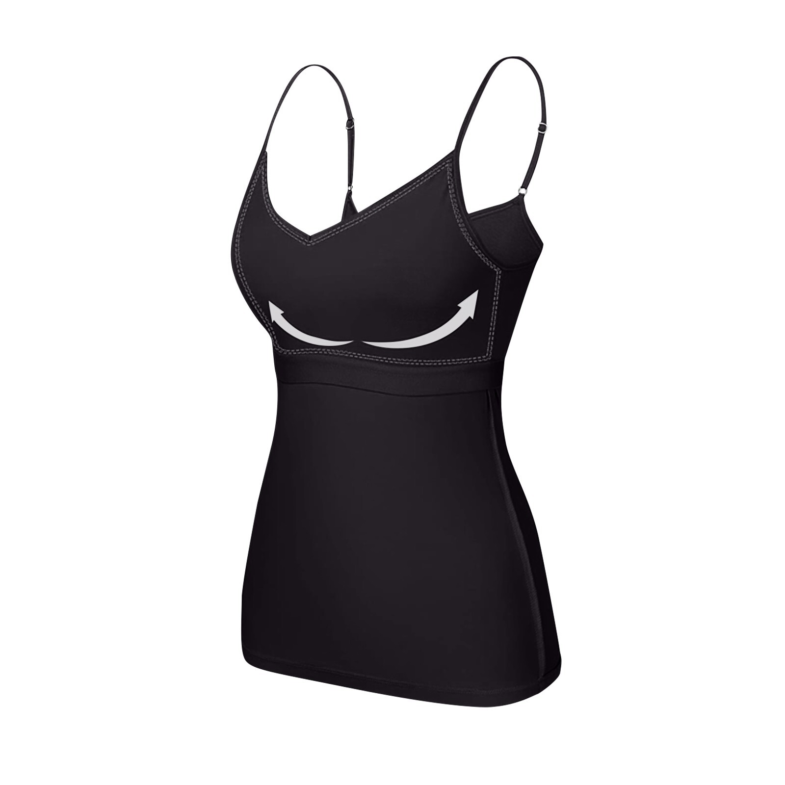 Womens Fit Camisole with Built in Bra Adjustable Spaghetti Straps Camis Tank Top
