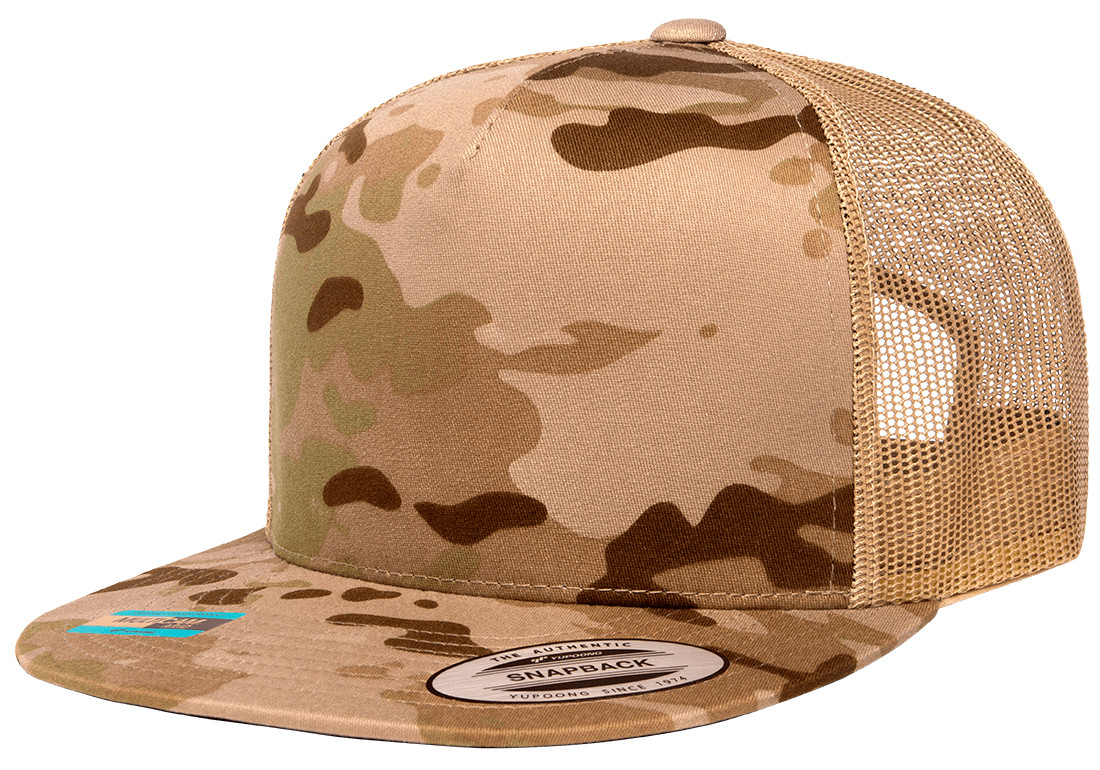 YP Classics Flat Bill Trucker Cap Yupoong Meshback Snapback Hat 6006 5-Panel