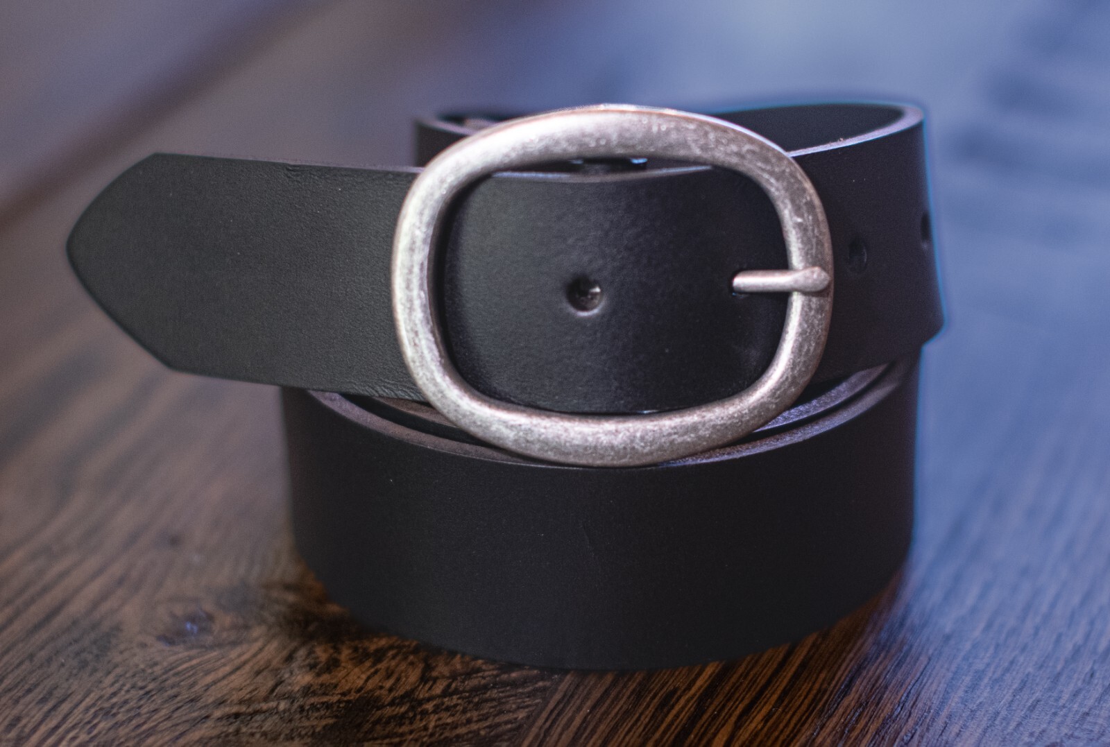 Full Grain Solid Cowhide Leather Belt w/Brass Center Bar Buckle – Brown