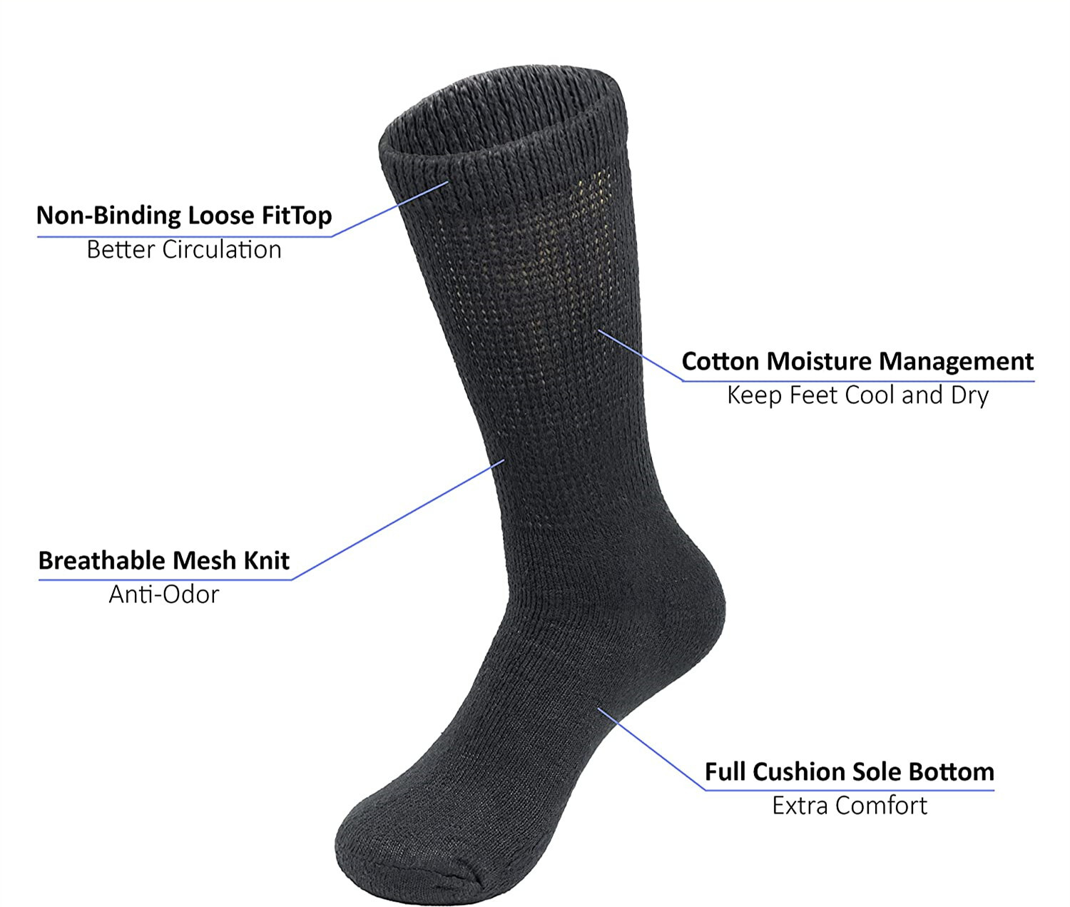 3-12 Pairs For Mens Womens Circulatory Diabetic Health Crew Ankle Cotton Socks
