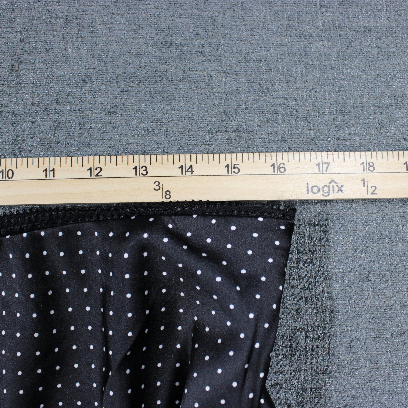 LIFE Womens Polka Dot Satin Mini Skirt Black White Elastic Waist Bow XL