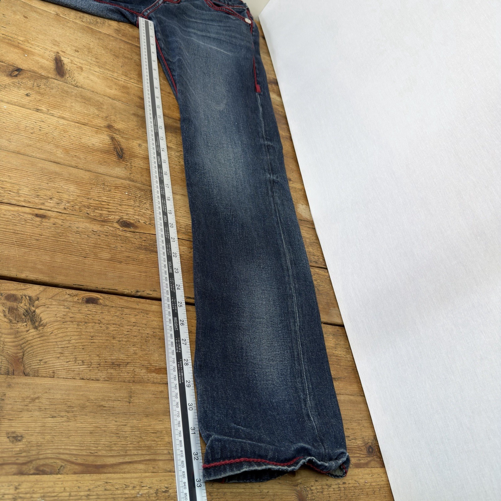True Religion Men’s Ricky Relaxed Straight Jeans Red Rope Stiching