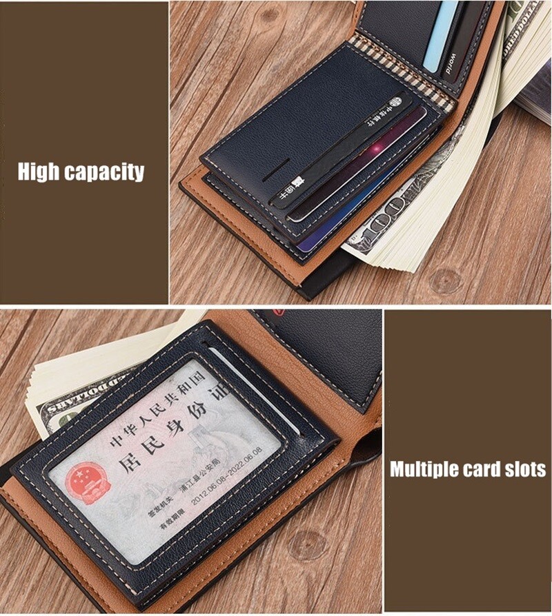 Men’s Bifold Wallet Money ID Credit Card Holders Men Short Purse RFID Blocking