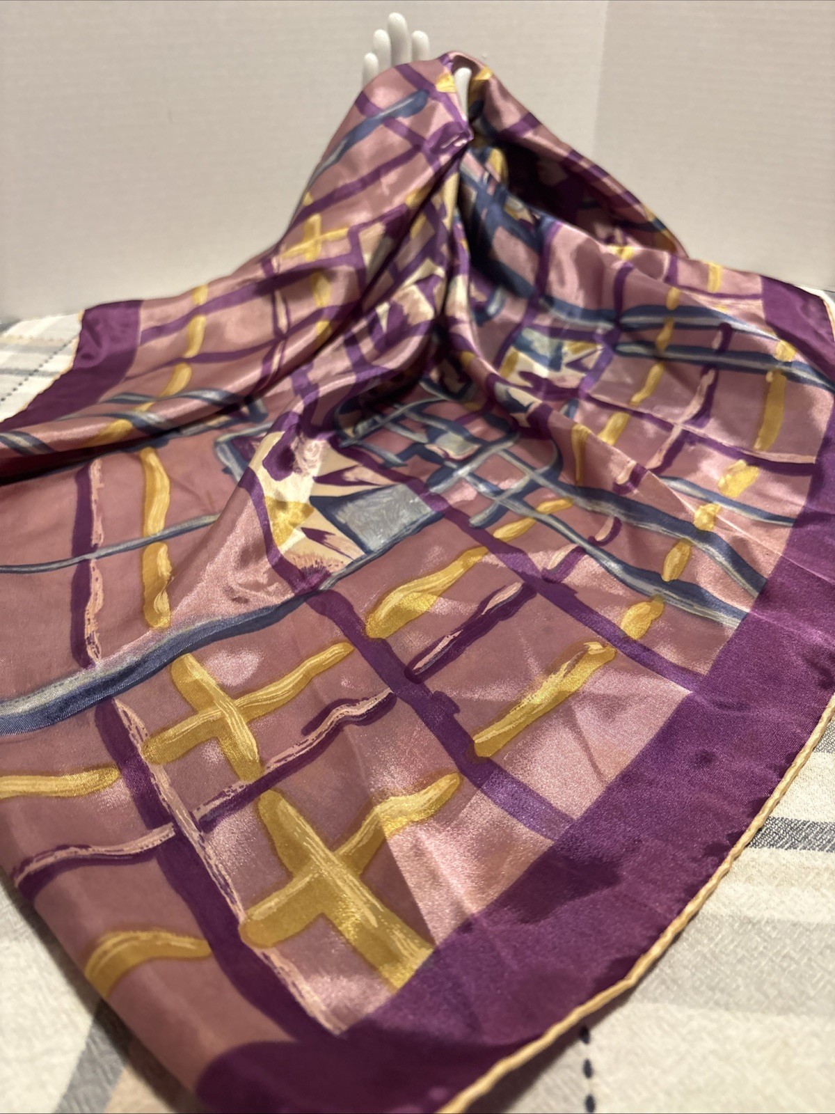 Vintage Abstract Geometric Art Scarf 31”X31”‎ Acetate Retro