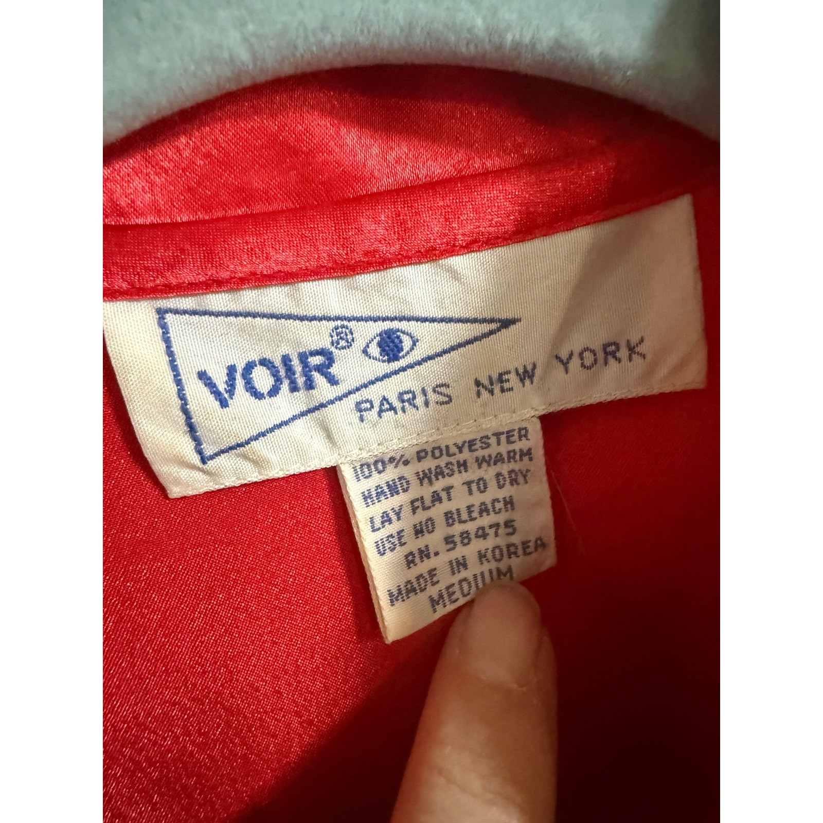 Voir Paris New York Red Satin Beaded Lace Blouse Vintage M Victorian Coquette