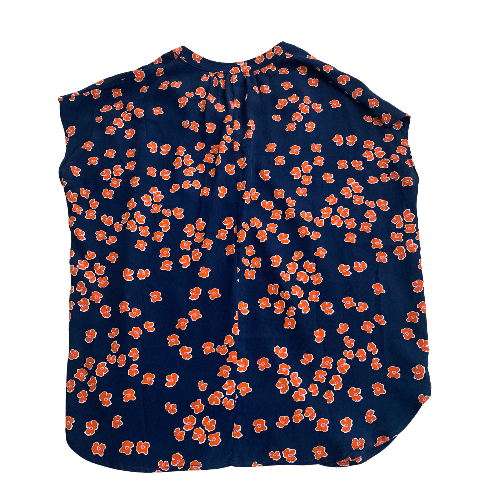 Amour Vert Size Medium100% Silk Womens Top Blue Orange Pink Flowers