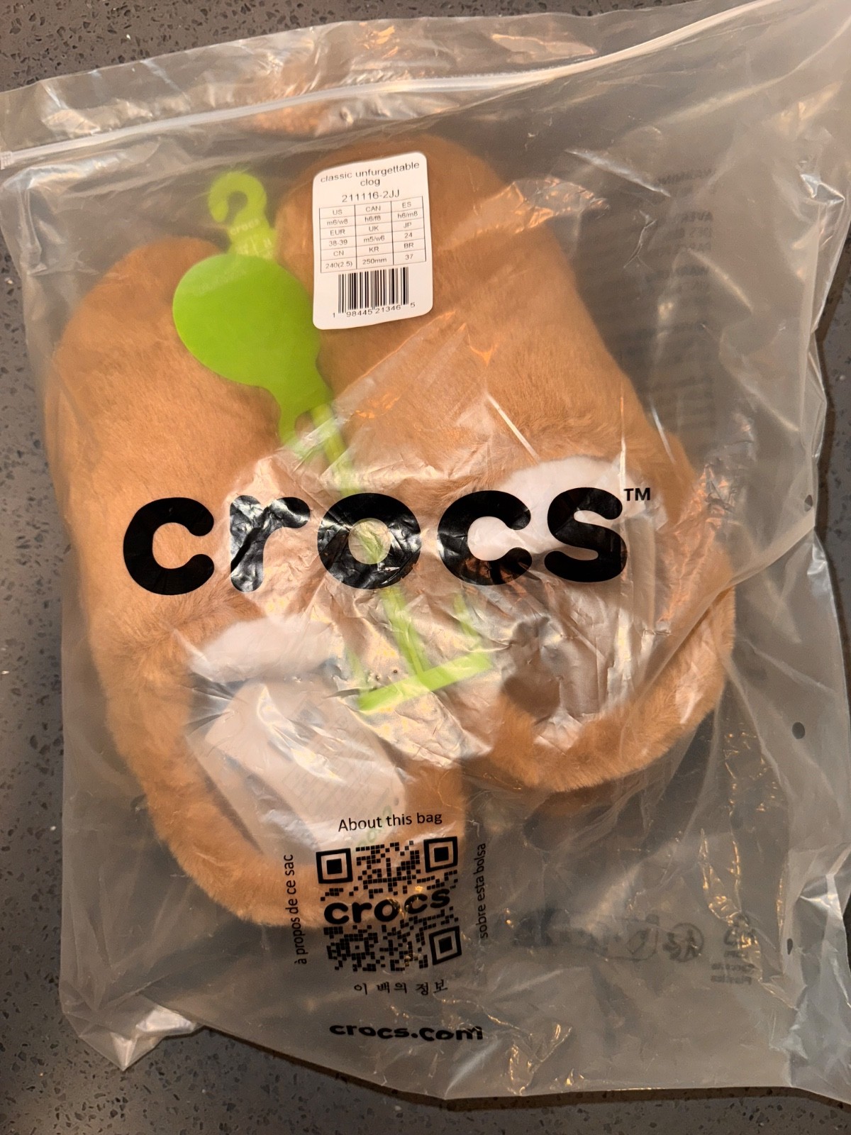 Crocs Classic Unforgettable Clog Milk Chocolate Fuzzy Slip-On W8/M6 & M11