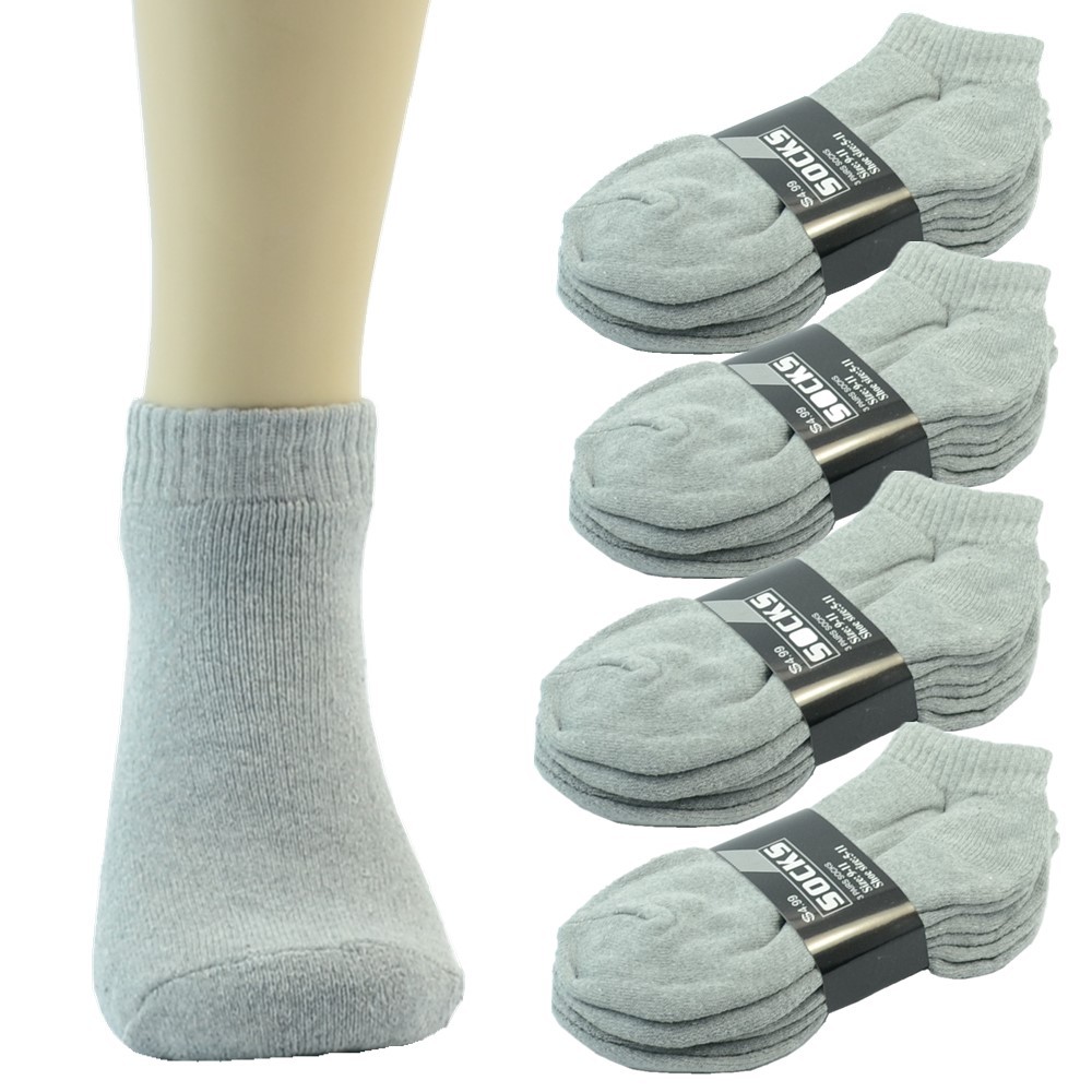 Gray 3-12 Pairs Mens Ankle Quarter Crew Sports Socks Cotton Low Cut Size 9-13