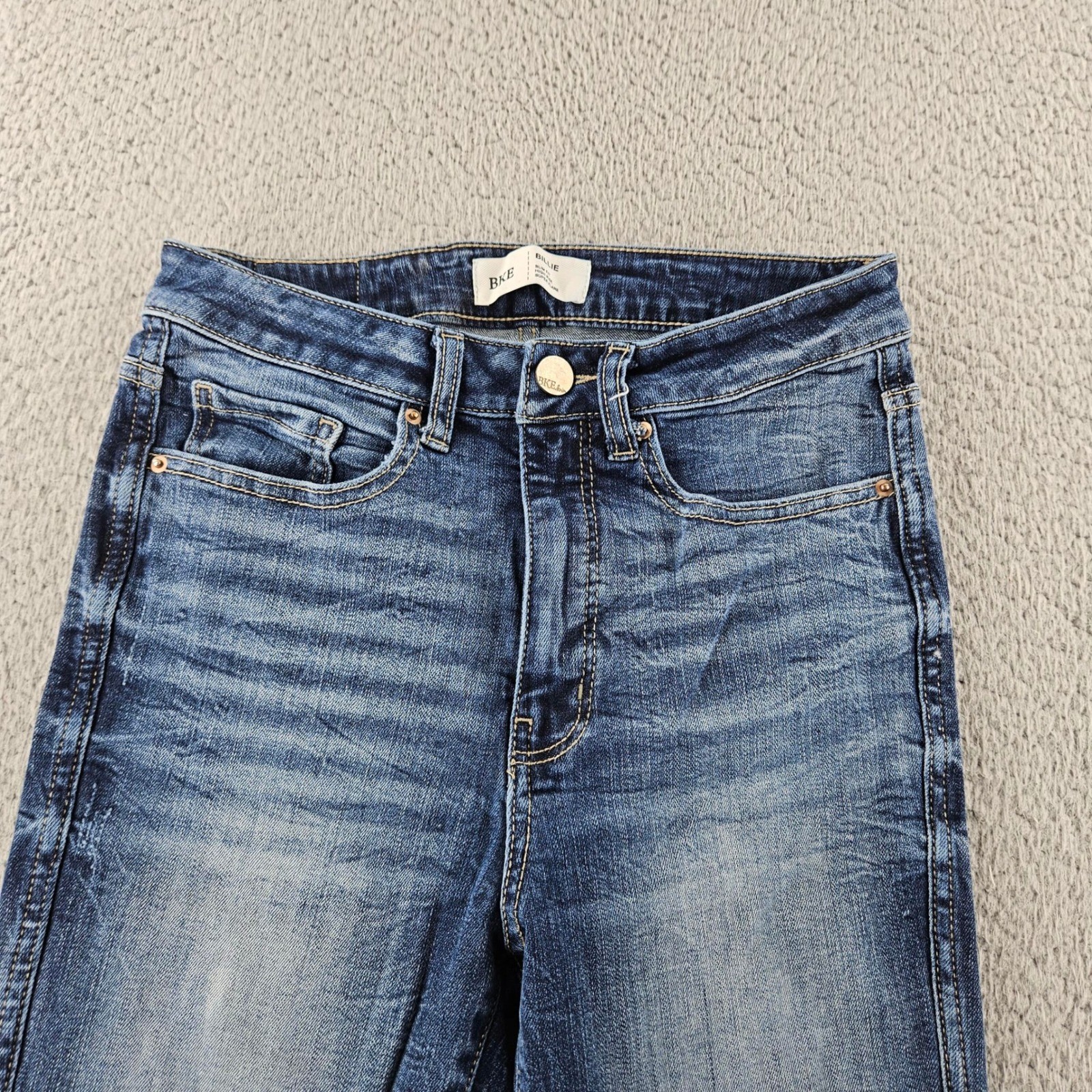 BKE Billie Jeans Womens 28 Blue Slim Fit High Rise Super Flare Distressed Jeans